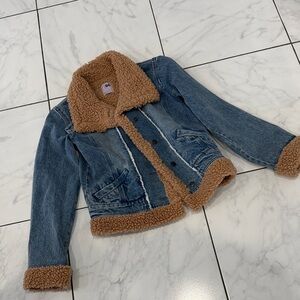 SO Blue Denim Jacket with Brown Sherpa Lining